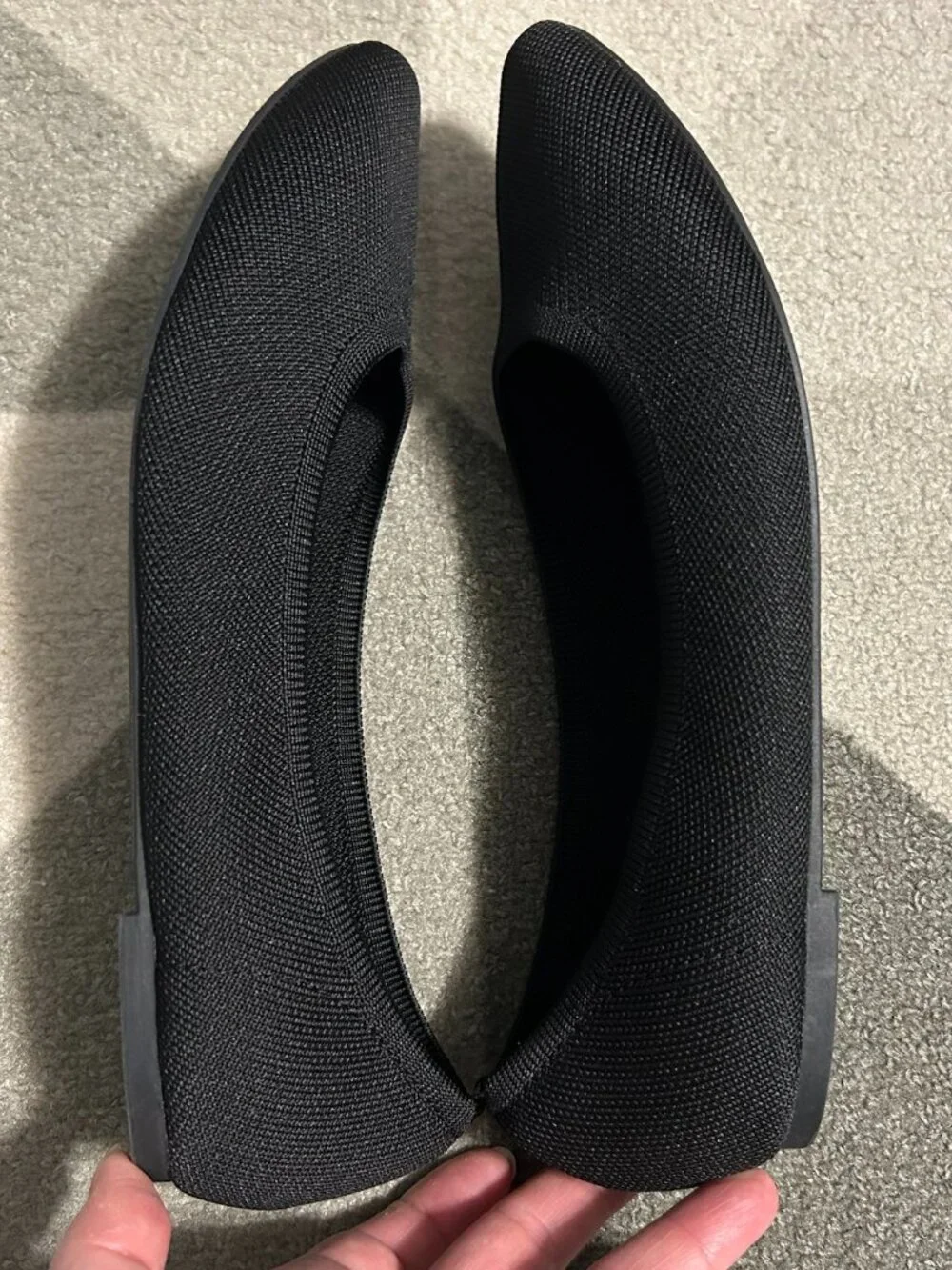 POP Kovari Black Knit Pointed Toe Ballet Flats Women's Size 11